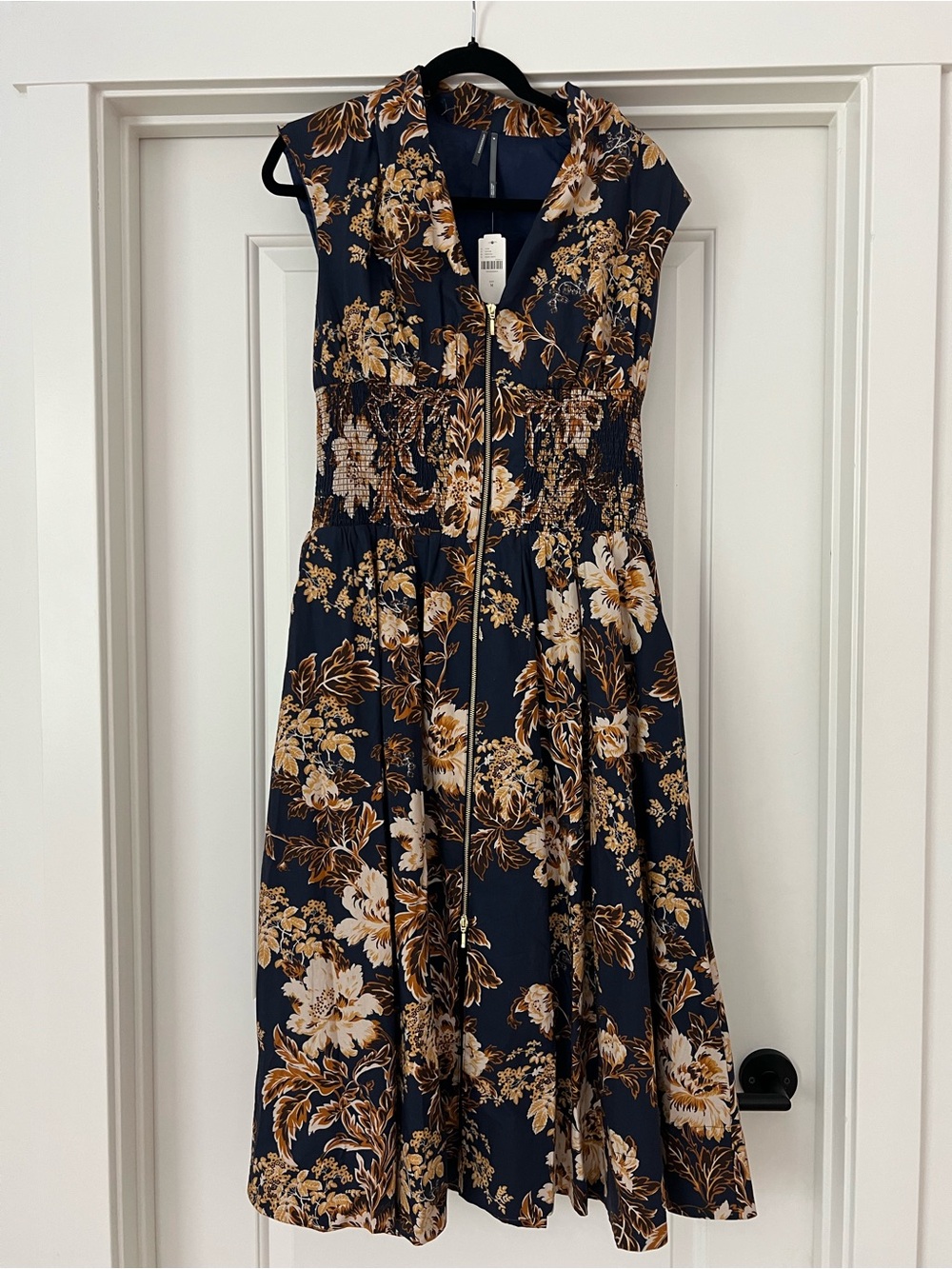 Anthropologie Maeve Tommie Cap-Sleeve Smocked Front-Zip Shirt Dress Size M NWT - Picture 8 of 8